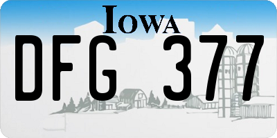 IA license plate DFG377