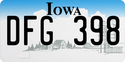 IA license plate DFG398