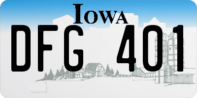 IA license plate DFG401