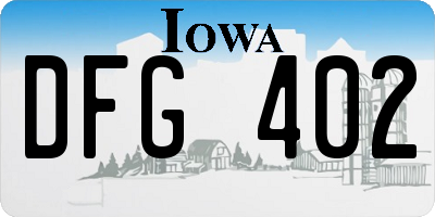 IA license plate DFG402