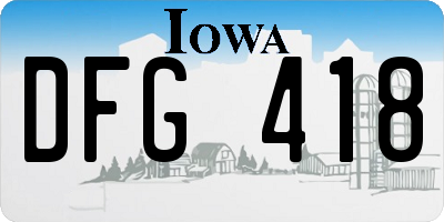 IA license plate DFG418