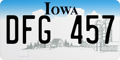 IA license plate DFG457