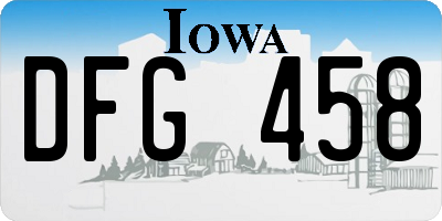 IA license plate DFG458