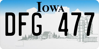 IA license plate DFG477