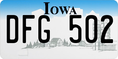 IA license plate DFG502