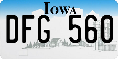 IA license plate DFG560