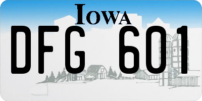 IA license plate DFG601
