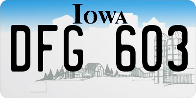 IA license plate DFG603
