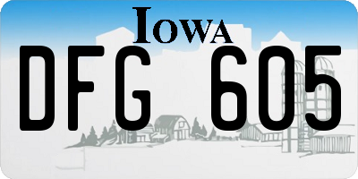 IA license plate DFG605