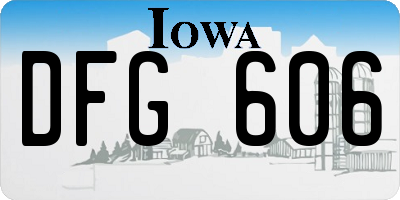IA license plate DFG606