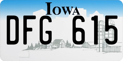 IA license plate DFG615