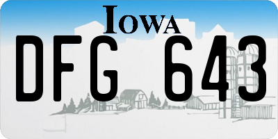 IA license plate DFG643