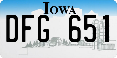 IA license plate DFG651