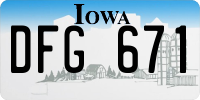 IA license plate DFG671