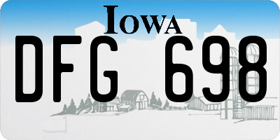 IA license plate DFG698