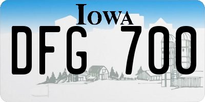IA license plate DFG700