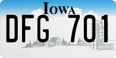 IA license plate DFG701