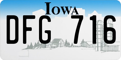 IA license plate DFG716
