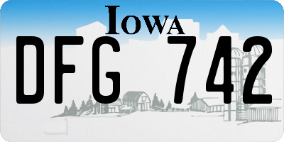 IA license plate DFG742