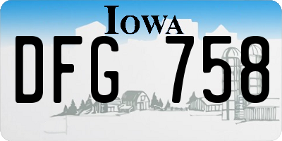 IA license plate DFG758