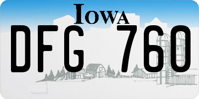 IA license plate DFG760