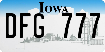 IA license plate DFG777