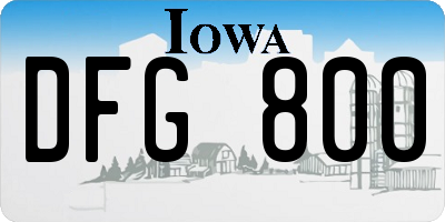 IA license plate DFG800