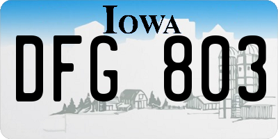 IA license plate DFG803