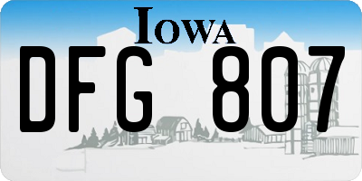 IA license plate DFG807
