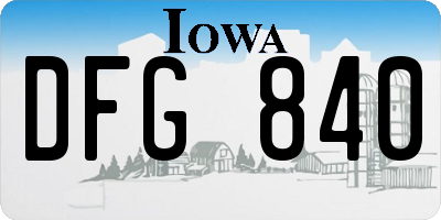 IA license plate DFG840