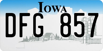IA license plate DFG857