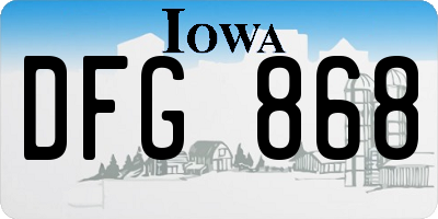 IA license plate DFG868