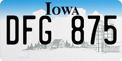 IA license plate DFG875