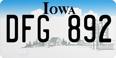 IA license plate DFG892