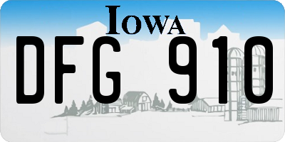 IA license plate DFG910