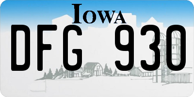 IA license plate DFG930