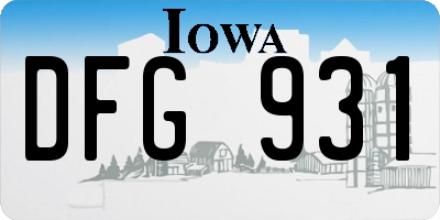 IA license plate DFG931