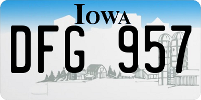 IA license plate DFG957