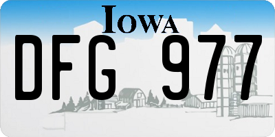 IA license plate DFG977