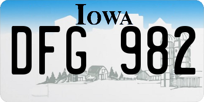 IA license plate DFG982