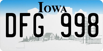 IA license plate DFG998