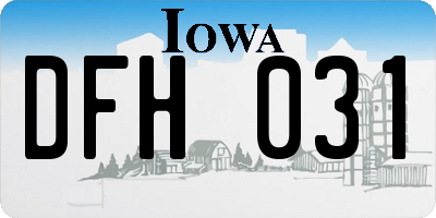 IA license plate DFH031