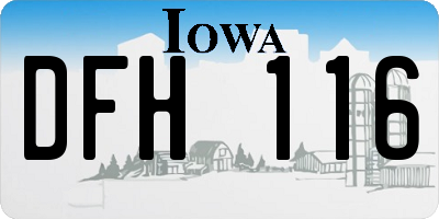 IA license plate DFH116