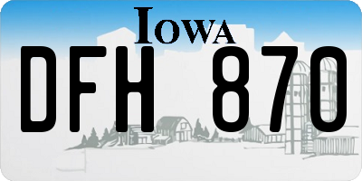 IA license plate DFH870
