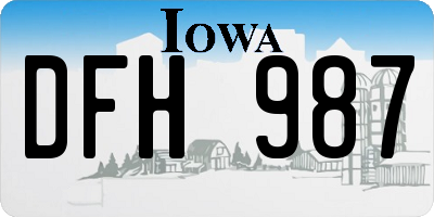 IA license plate DFH987