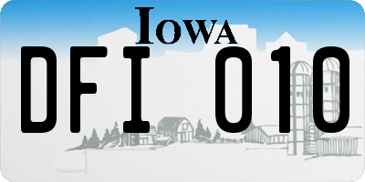 IA license plate DFI010