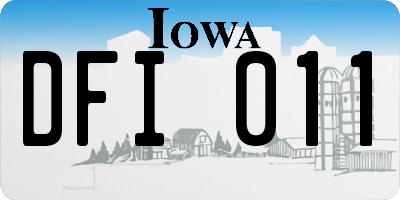 IA license plate DFI011