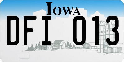 IA license plate DFI013