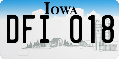 IA license plate DFI018
