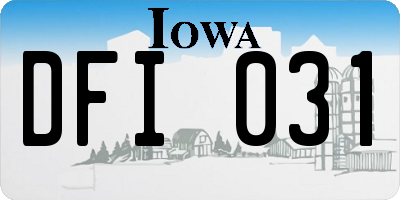 IA license plate DFI031